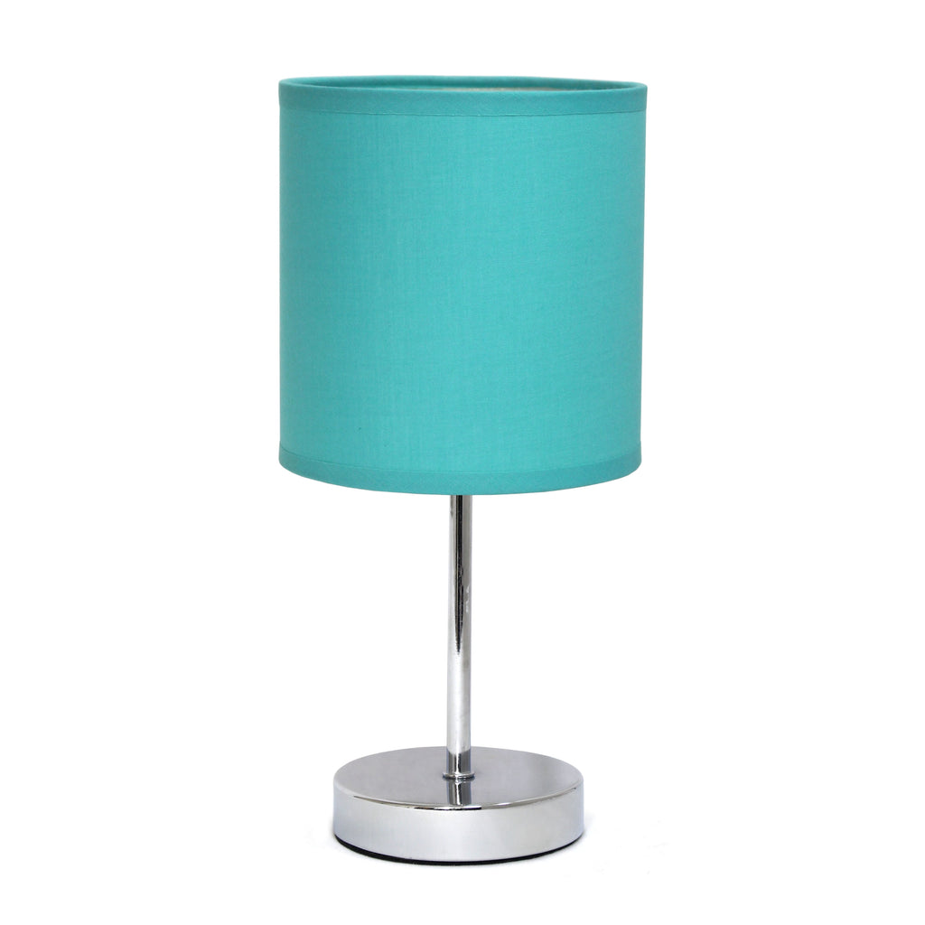 Chrome mini table lamp blue | Fabric shade bedside lamp | Small desk table lamp | Modern blue table lamp | 11.81 inch bedside lamp | Chrome base desk lamp | Decorative mini lamp | Soft light table lamp