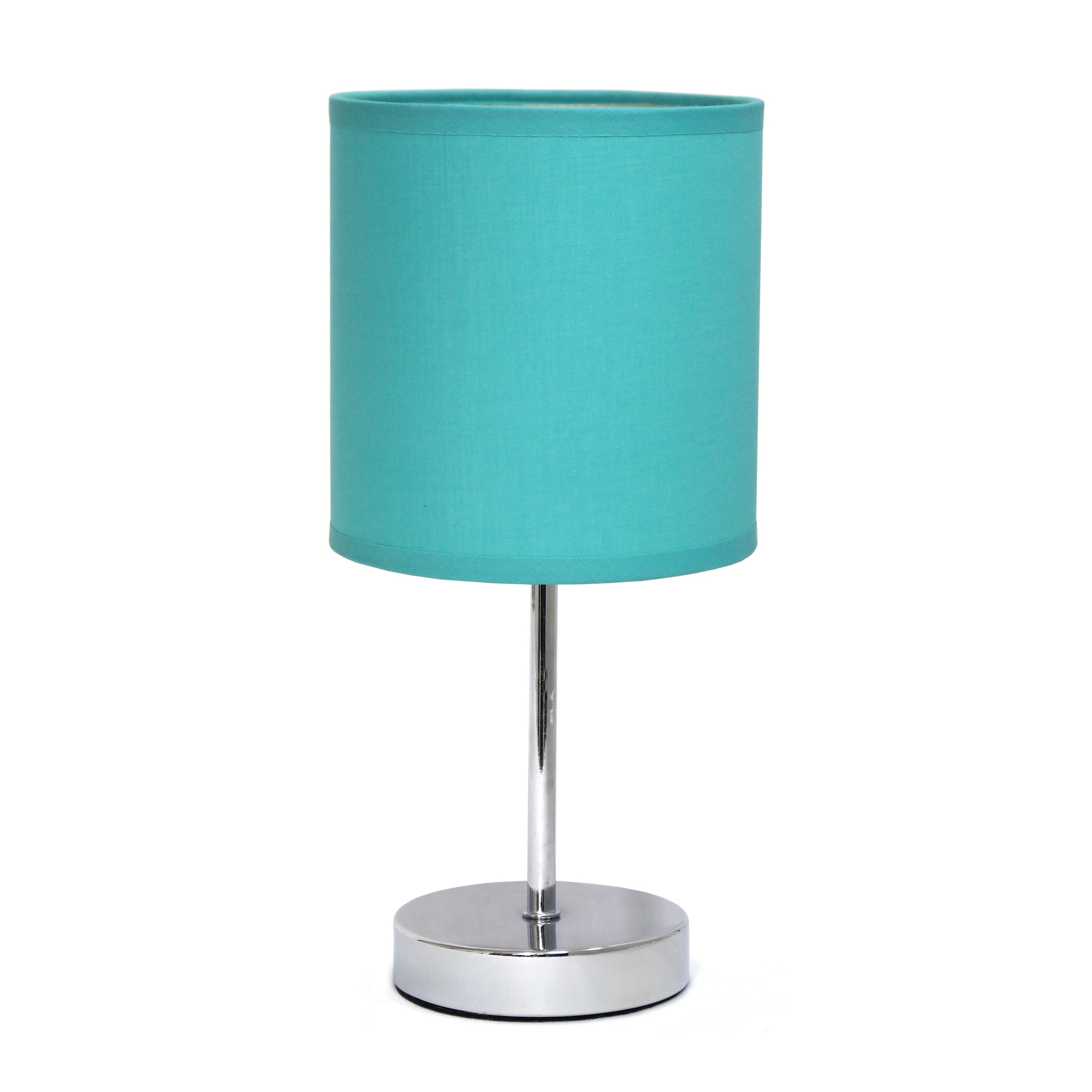 Chrome mini table lamp blue | Fabric shade bedside lamp | Small desk table lamp | Modern blue table lamp | 11.81 inch bedside lamp | Chrome base desk lamp | Decorative mini lamp | Soft light table lamp