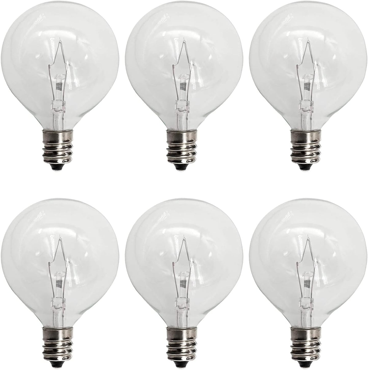G50 wax warmer bulbs 25W | Scentsy light bulbs replacement | E12 candelabra wax bulbs | G16.5 globe light bulbs | Wax melt warmer bulbs 6 pack | Candle wax warmer bulbs | Clear 25 watt warmer bulbs | Long life Scentsy bulbs