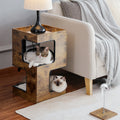 Wooden cat house furniture | Modern cat tree tower bed | Indoor cat condo house | Cat scratching pad furniture | Small cat house condo | Brown cat furniture tower | Cat bed with scratching post | Cat house with toy included