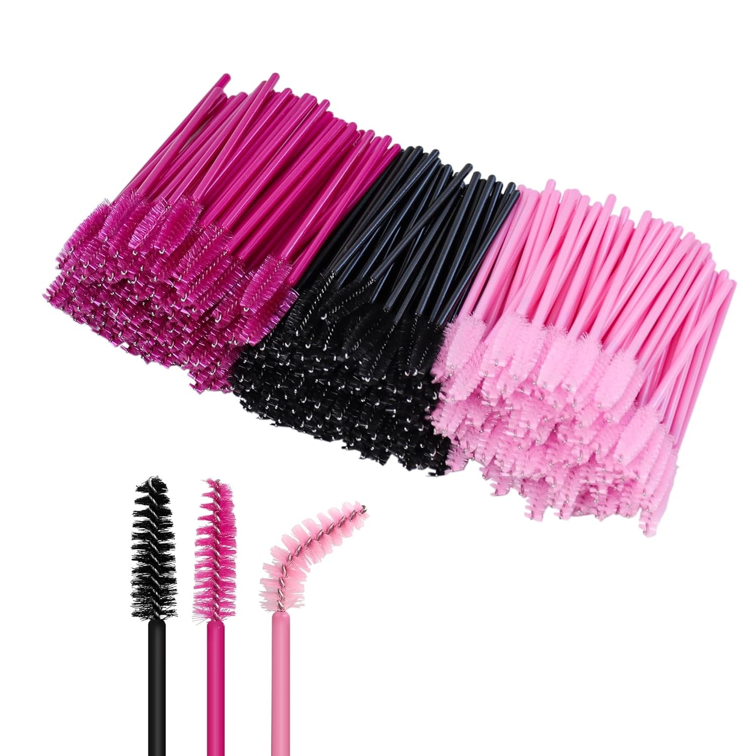 disposable eyelash brush 300pcs | mascara spoolie applicator set | eyebrow grooming brush wand | lash extension brush applicator | crystal handle lash brush | makeup spoolie brush set | eyelash comb applicator | eyebrow mascara brush tools