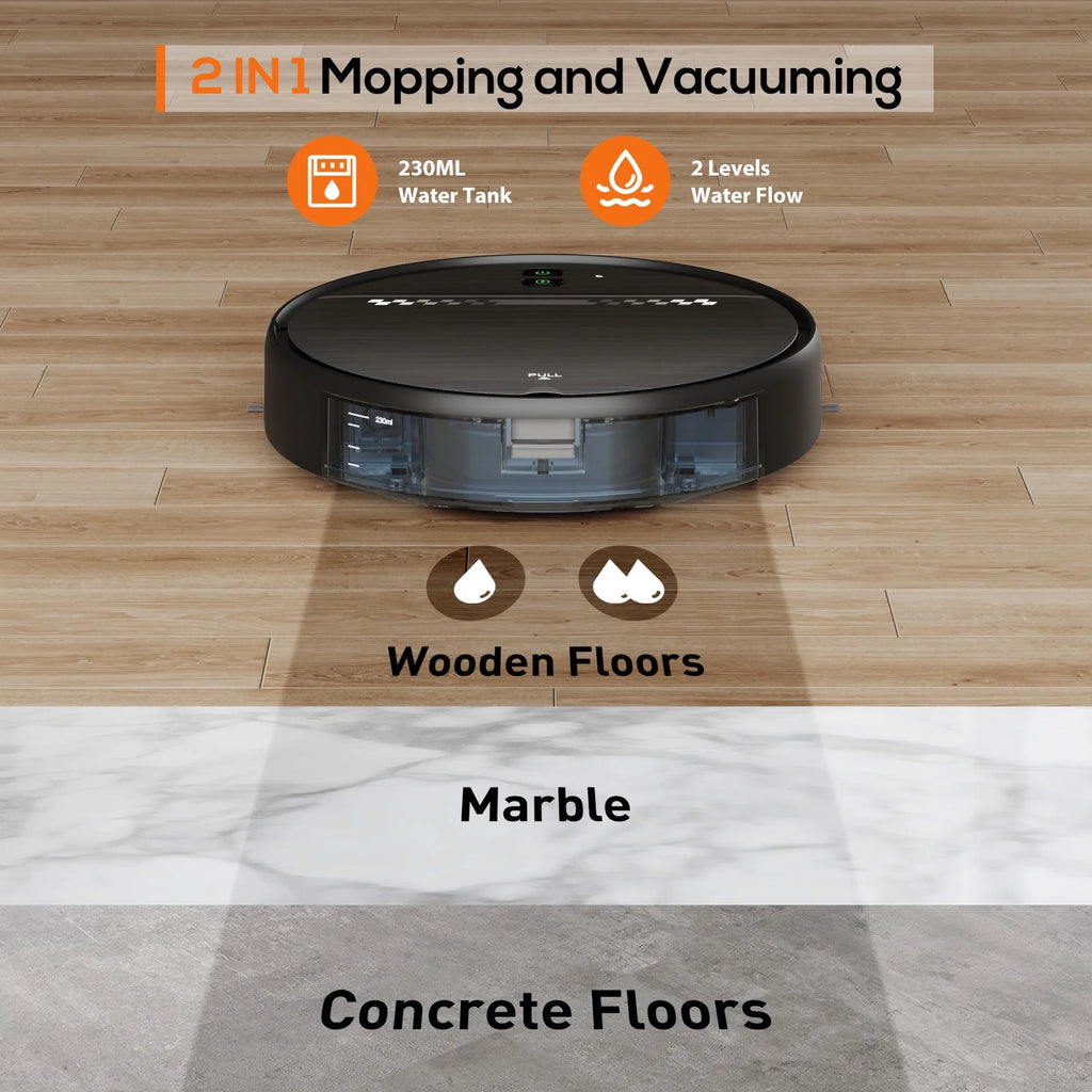 Robot Vacuum Cleaner and Mop Combo with App Wifi and Remote Control Robotic Vacuums, Black