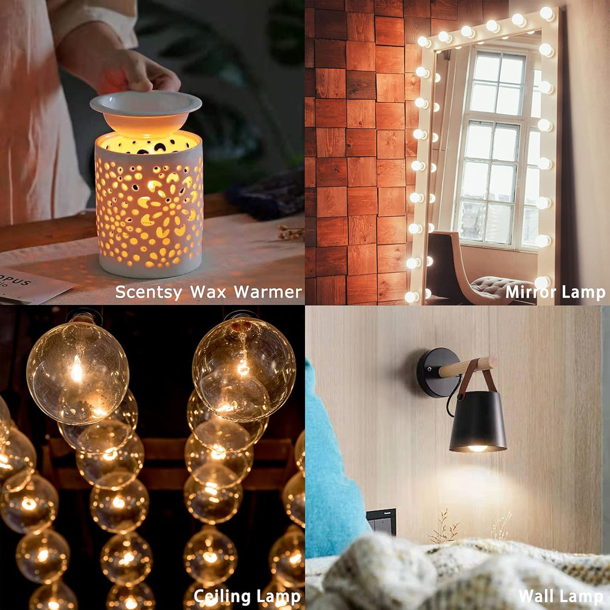 G50 Wax Warmer Bulbs, Scentsy Light Bulbs, 25 Watt Light Bulbs for Scentsy Warmers, G16.5 Globe E12 Incandescent Candelabra Base Clear Light Bulbs for Candle Wax Warmer, Long Last Lifespan 6 Pack