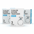(3 Pack)  Basic Kitchen Trash Bags, 13 Gallon, 20 Bags (Flap Tie)