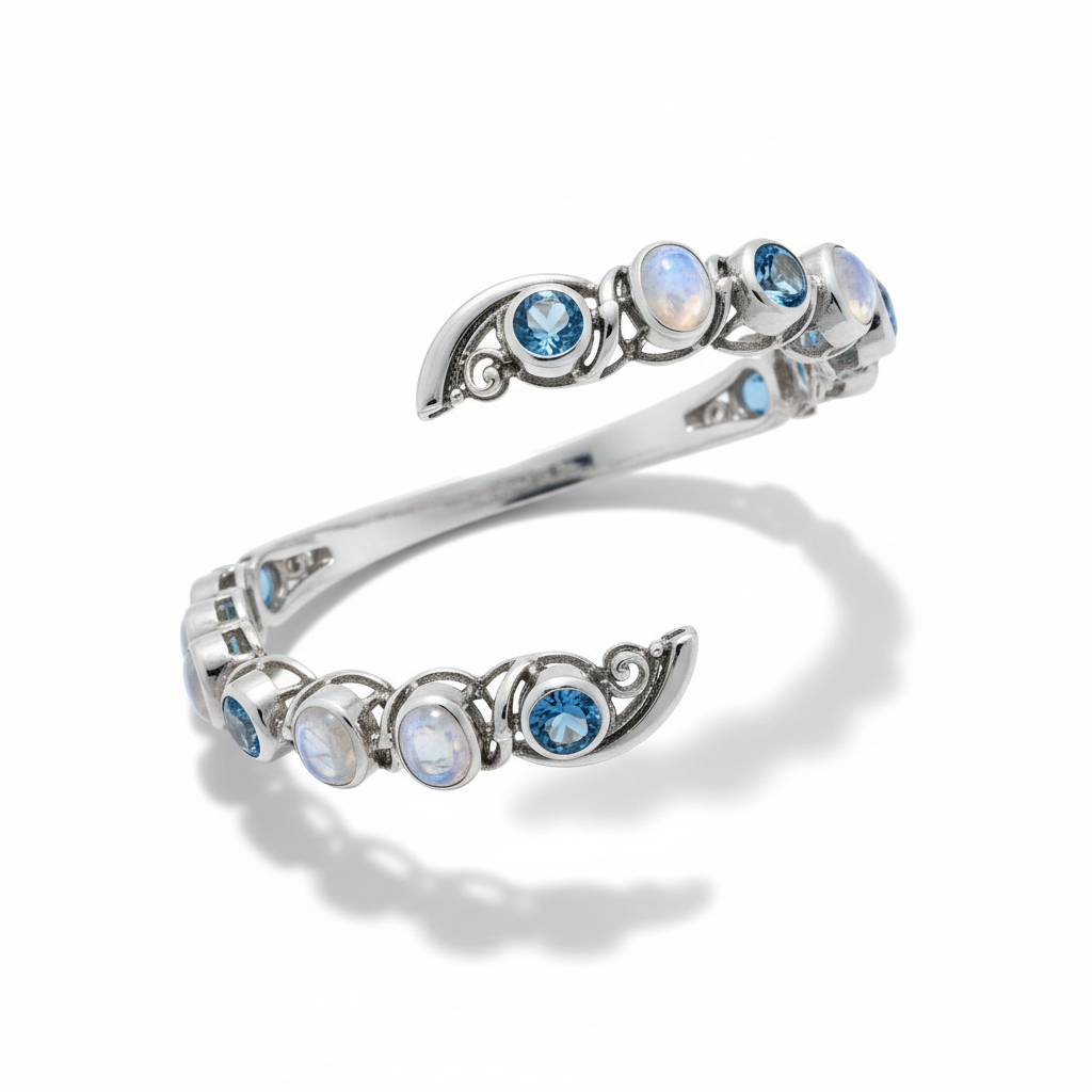 Silver gemstone bracelet | Elegant women bracelet | Luxury silver bracelet | Fashion gemstone jewelry | Stylish silver bracelet | Women gemstone accessory | Elegant jewelry bracelet | Silver fashion bracelet