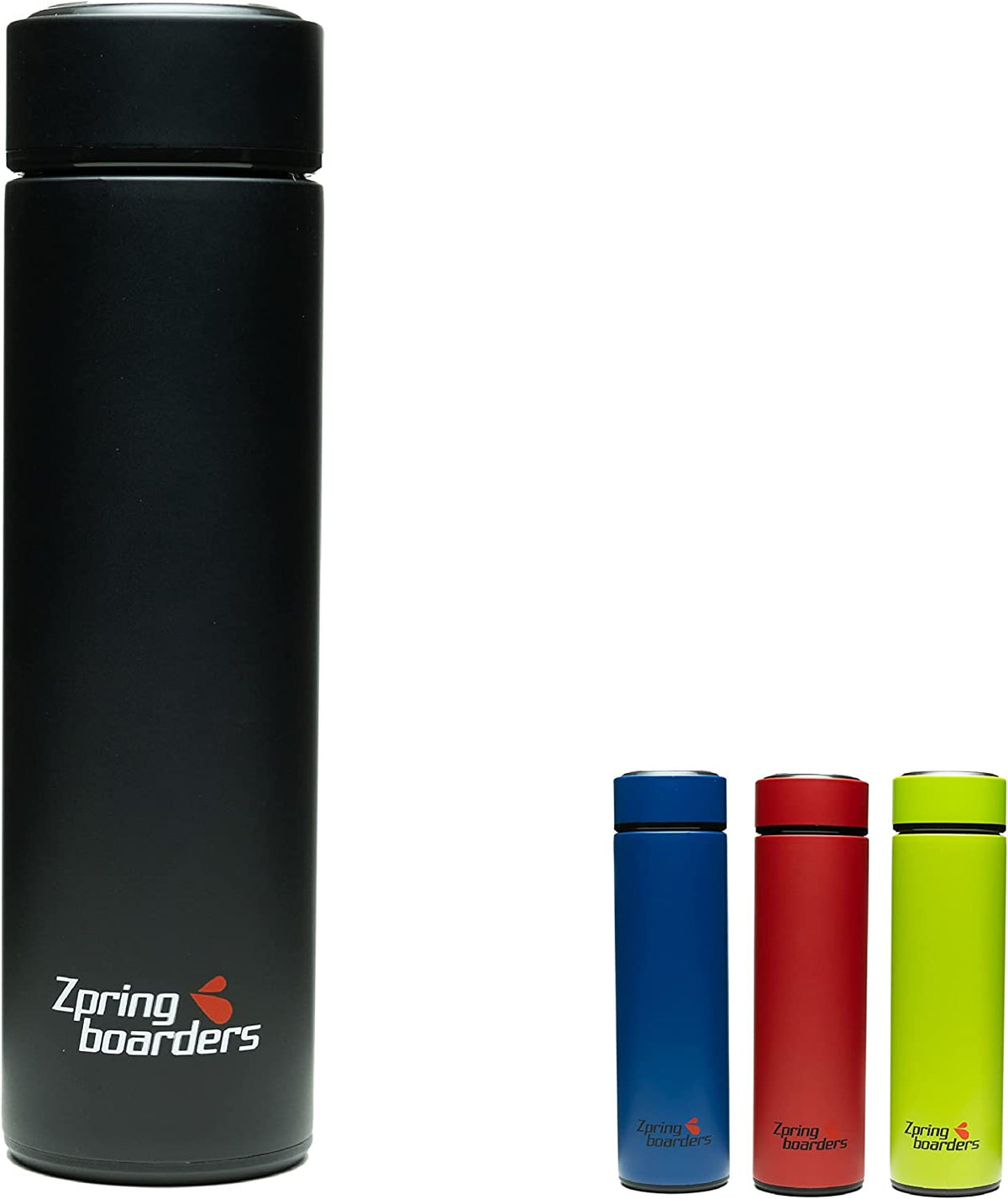 stainless steel insulated bottle | 17oz travel water bottle | vacuum insulated sports bottle | black thermal water bottle | leak proof drink bottle | removable filter water bottle | gym insulated bottle | hot cold water flask